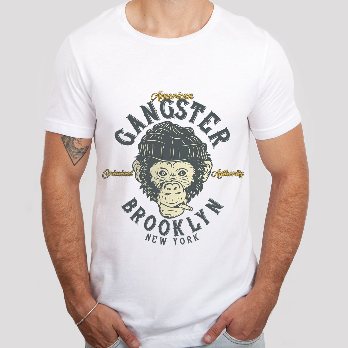 Monkey T-shirt, Street Wear T-shirt, Gangster Monkey Shirt, Funny Monkey T-shirt, Brooklyn New York Gangster Monkey Shirt