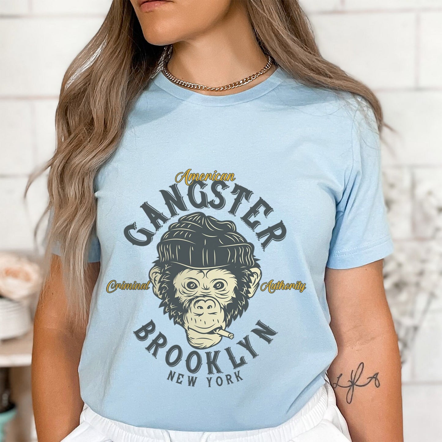 Monkey T-shirt, Street Wear T-shirt, Gangster Monkey Shirt, Funny Monkey T-shirt, Brooklyn New York Gangster Monkey Shirt