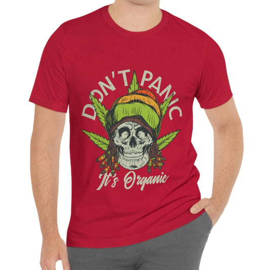 Smoking Skull Shirt, Funny Weed T-shirt, Don't Panic It's Organic Shirt, Humor Shirt, Rasta Man Shirt, Gift for Him, Gift for Her