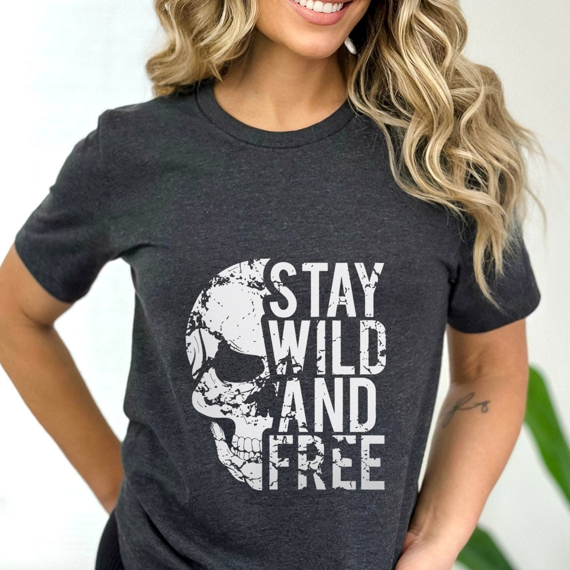 Stay Wild and Free Shirt, Skull Skeleton T-shirt, Wildlife T-shirt, Freedom T-Shirt, Travelers Shirt, Motorcycle Shirt, Bikers Shirt