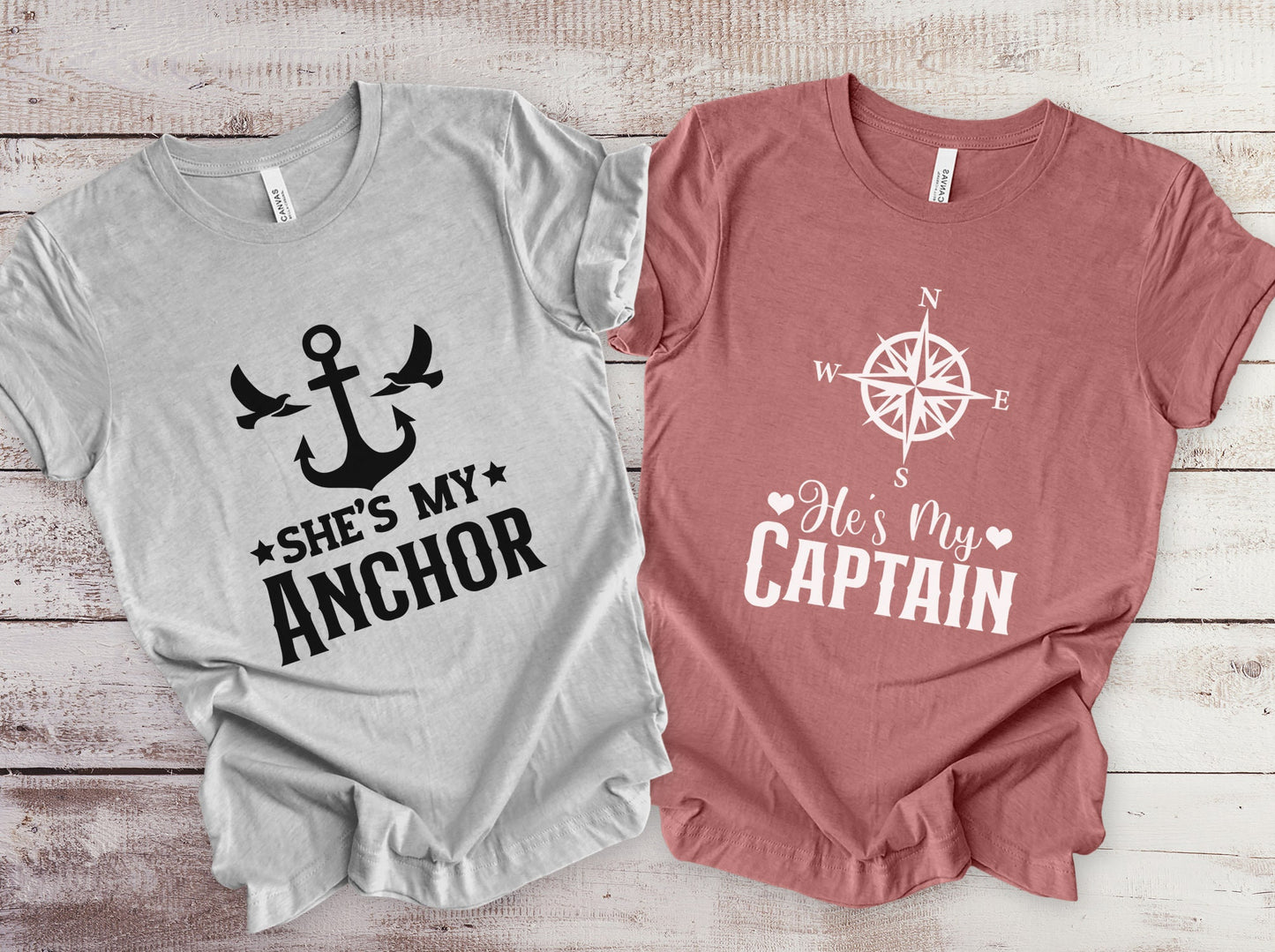 She's My Anchor, He's My Captain Matching Couples Shirts, Couples Valentine's DayT-shirt, Matching Anniversary Gift Shirt, Valentines Day