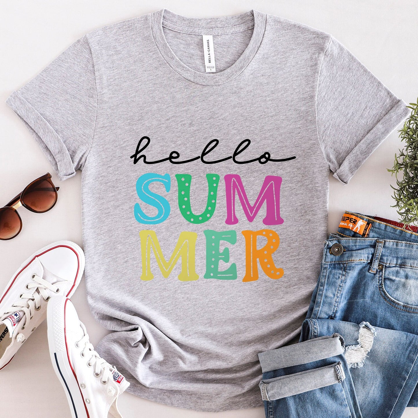Hallo Sommer Shirt, Summer Vibes T-Shirt, Strand Shirt, Sommer T-Shirt, Cooles Sommer T-Shirt, Urlaubs Shirt, Happy Summer Shirt