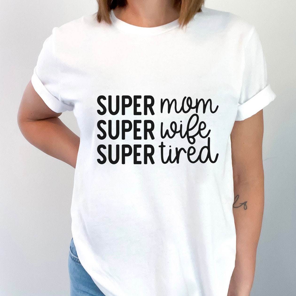 T-shirt Super Mom, T-shirt Mom Life, T-shirt cadeau pour maman, T-shirt Super Wife, T-shirt cadeau fête des mères, T-shirt parental drôle, T-shirt cadeau pour mères