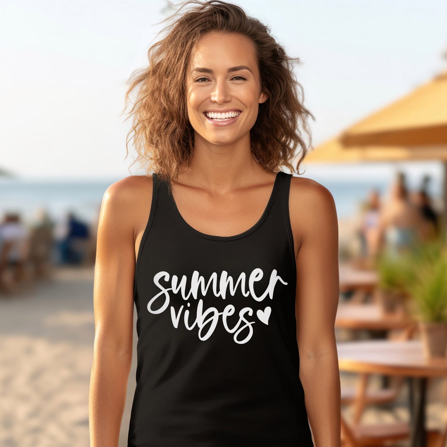 Summer Vibes Tank Top, Sommer T-Shirt für Frauen, Sommer Shirts, Strand Tanks für Frauen, Urlaubs Shirt, Strand Shirts