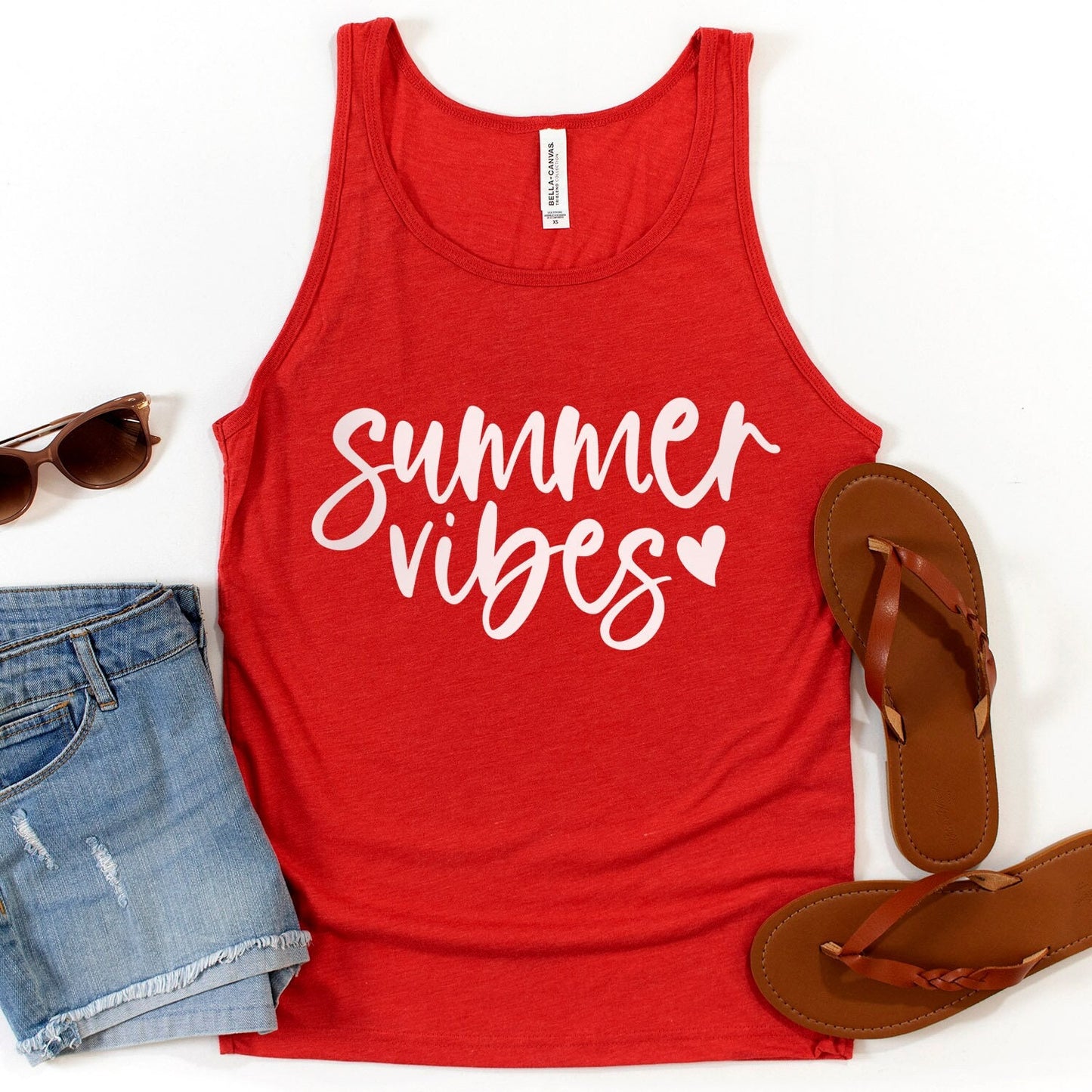 Summer Vibes Tank Top, Summer Tee for Women, Summer Shirts, Beach Tanks for Women, Vacation Shirt, Beach Shirts