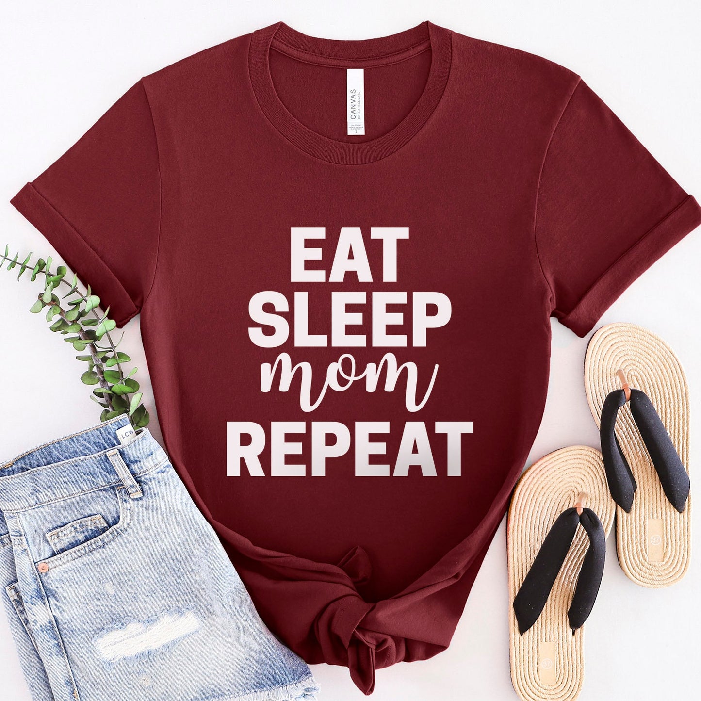 T-shirt for Mom, Eat Sleep Repeat Shirt, Funny Shirt for Mom, Gift Shirt for Moms, Humour Shirt for Mothers, Typographic Parenting Shirt