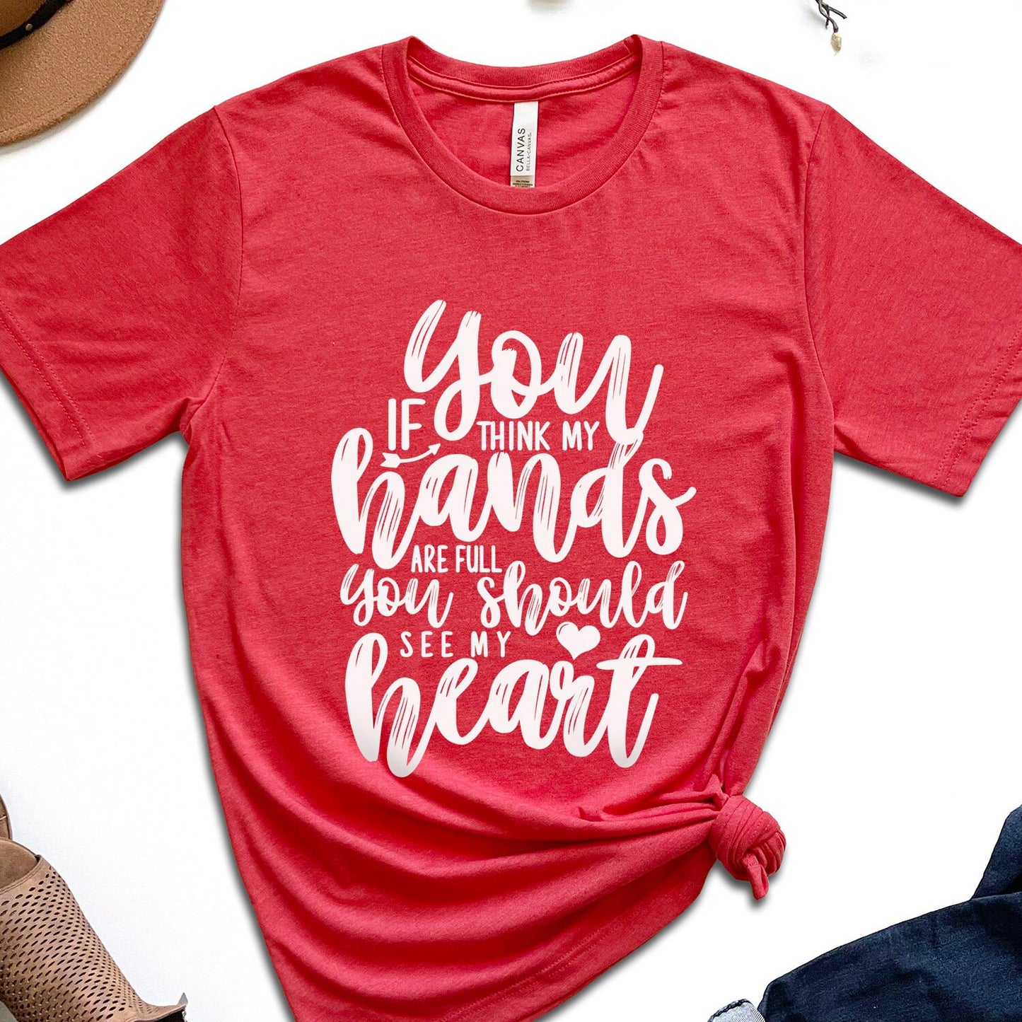 T-shirt pour maman, T-shirt pour la vie de maman, T-shirt cadeau pour maman, T-shirt cœur plein, T-shirt mains pleines, T-shirt cadeau pour la fête des mères, T-shirt pour les mères