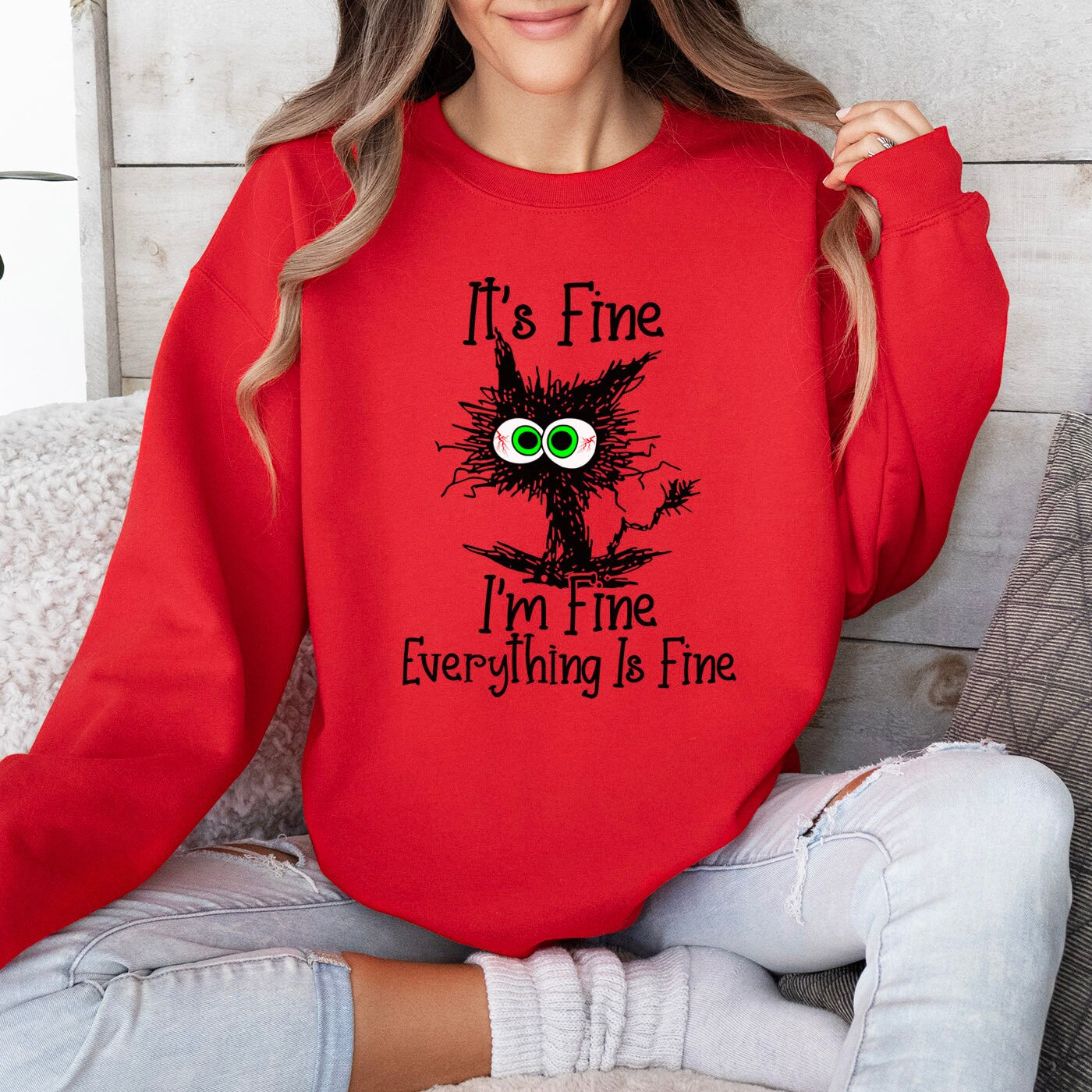 It es Fine I'm Fine Everything is Fine Sweatshirt, It es Fine Cat Shirt, Sarkastisches Lustiges Katzenshirt, I am Fine Cat Sweatshirt, Geschenkshirt