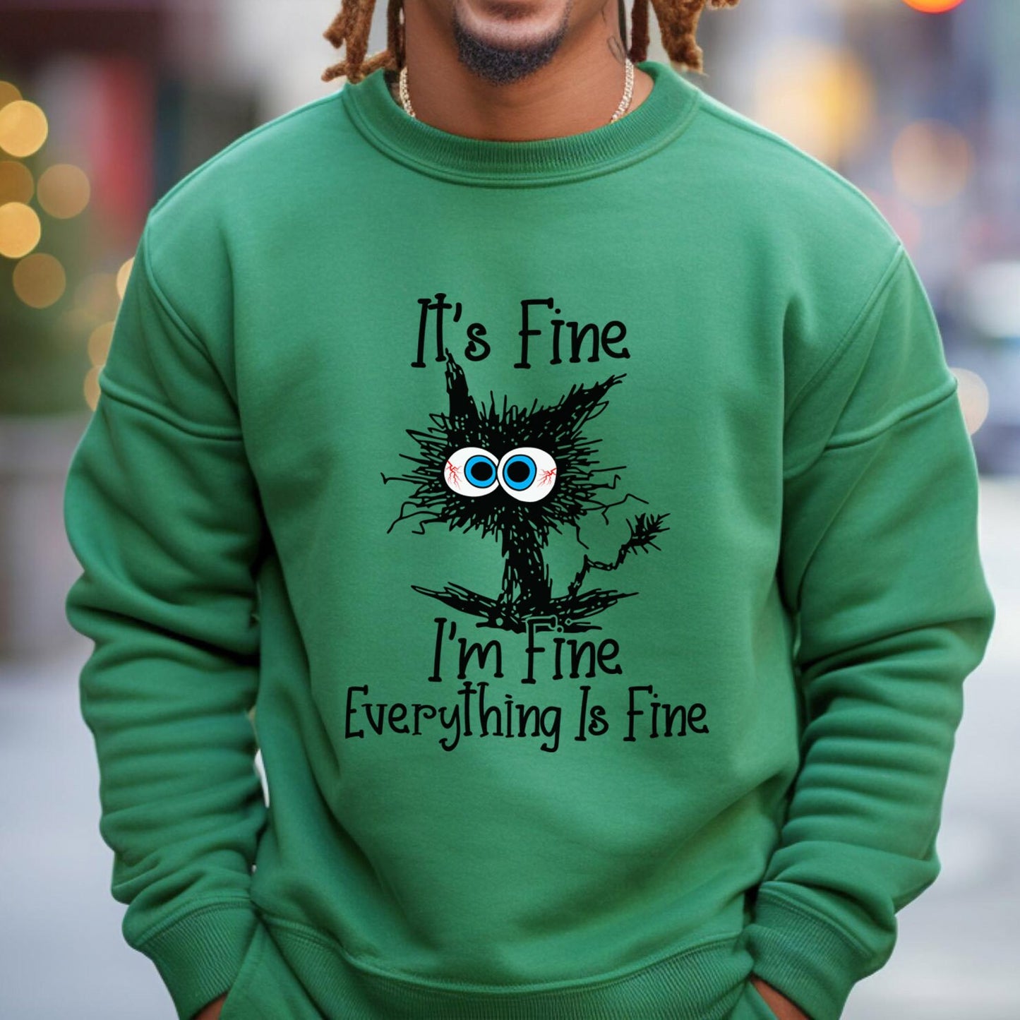 It es Fine Everything is Fine Sweatshirt, It es Fine I am Fine Cat Sweatshirt, Sarkastisches Lustiges Katzenshirt, I am Fine Cat Geschenk Sweatshirt