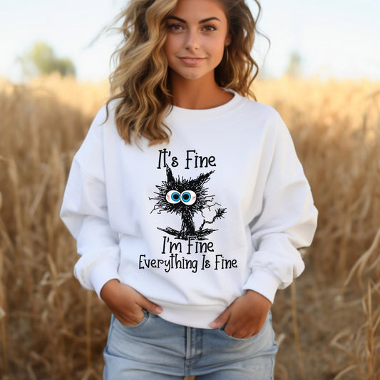 It es Fine Everything is Fine Sweatshirt, It es Fine I am Fine Cat Sweatshirt, Sarkastisches Lustiges Katzenshirt, I am Fine Cat Geschenk Sweatshirt