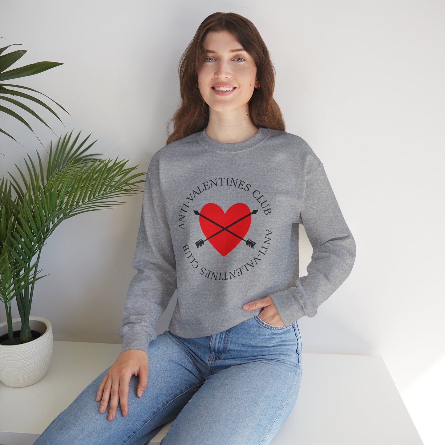 Anti Valentinstag Sweatshirt, Lustiges Valentinstag Langarm Shirt, Herz Shirt, Herz Geschenk Sweatshirt, Winter Unisex Sweatshirt