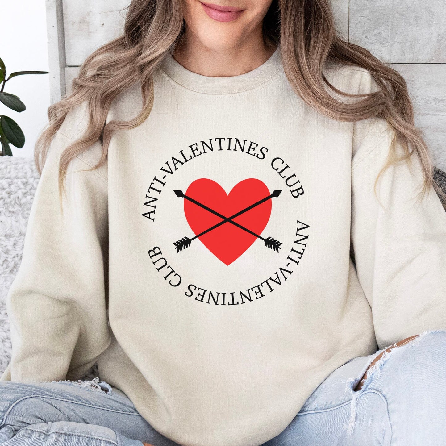 Anti Valentinstag Sweatshirt, Lustiges Valentinstag Langarm Shirt, Herz Shirt, Herz Geschenk Sweatshirt, Winter Unisex Sweatshirt