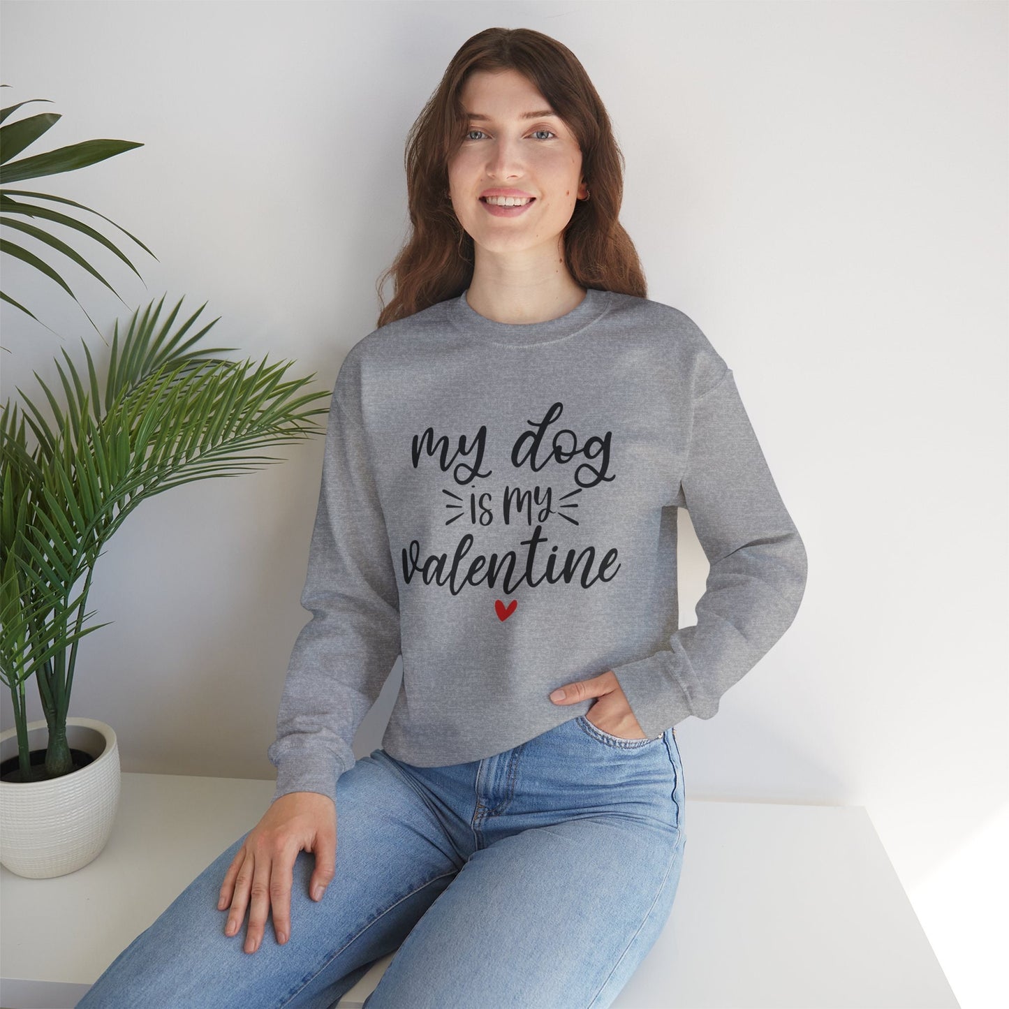 Mein Hund ist mein Valentinstag Sweatshirt, Lustiges Valentinstag Langarm Shirt, Anti Valentinstag Shirt, Herz Geschenk Sweatshirt, Geschenk für Sie