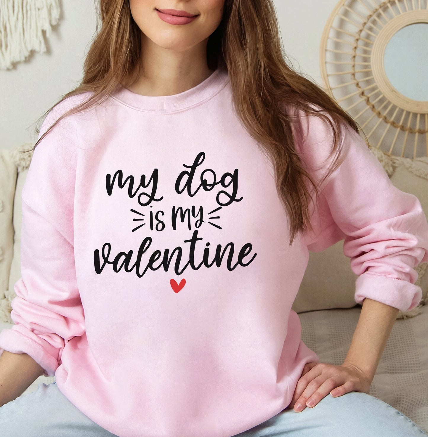 Mein Hund ist mein Valentinstag Sweatshirt, Lustiges Valentinstag Langarm Shirt, Anti Valentinstag Shirt, Herz Geschenk Sweatshirt, Geschenk für Sie