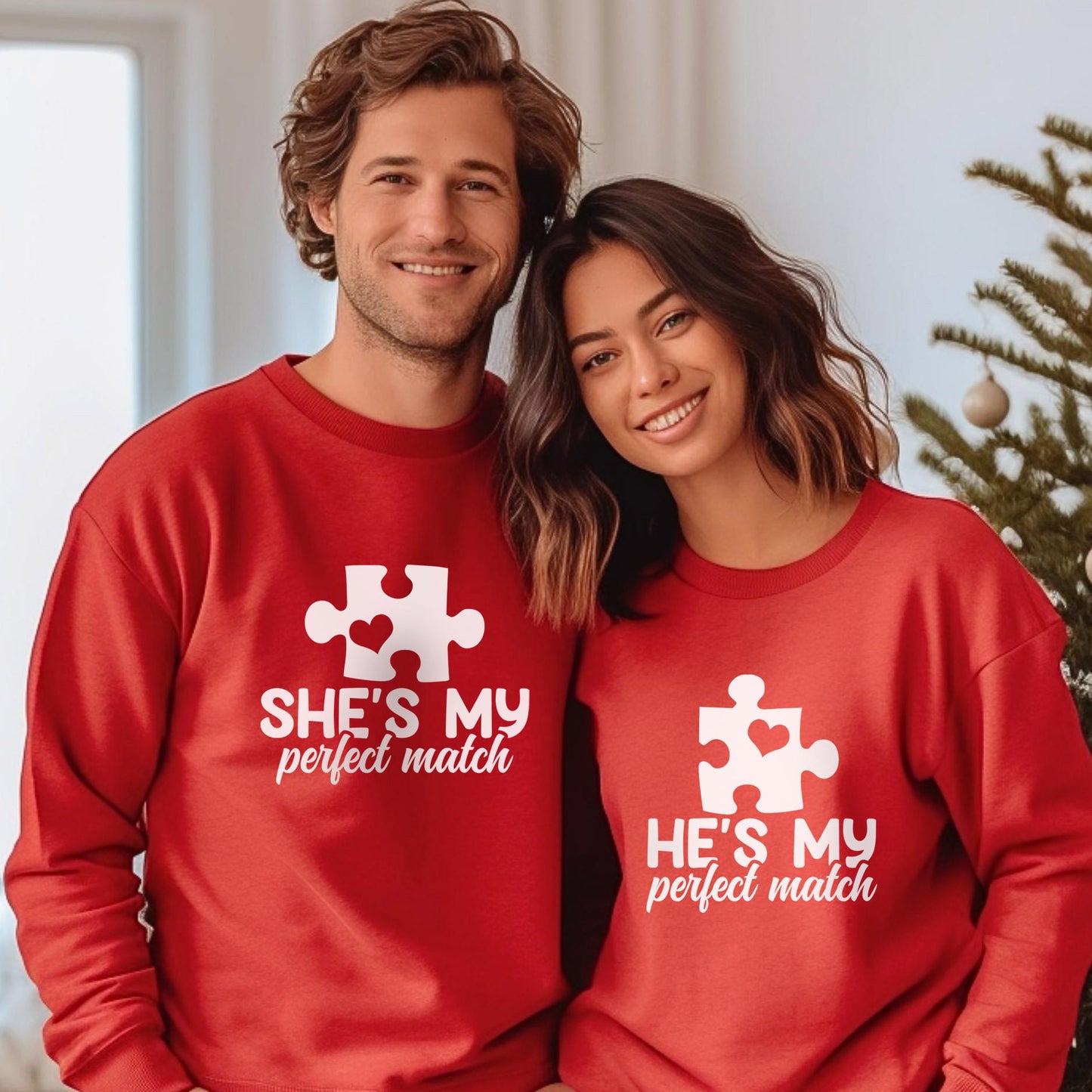 Matching Couples Sweatshirt, She's My Perfect Match Shirt, He's My Perfect Match Shirt, Matching Anniversary Valentines Gift Sweatshirt