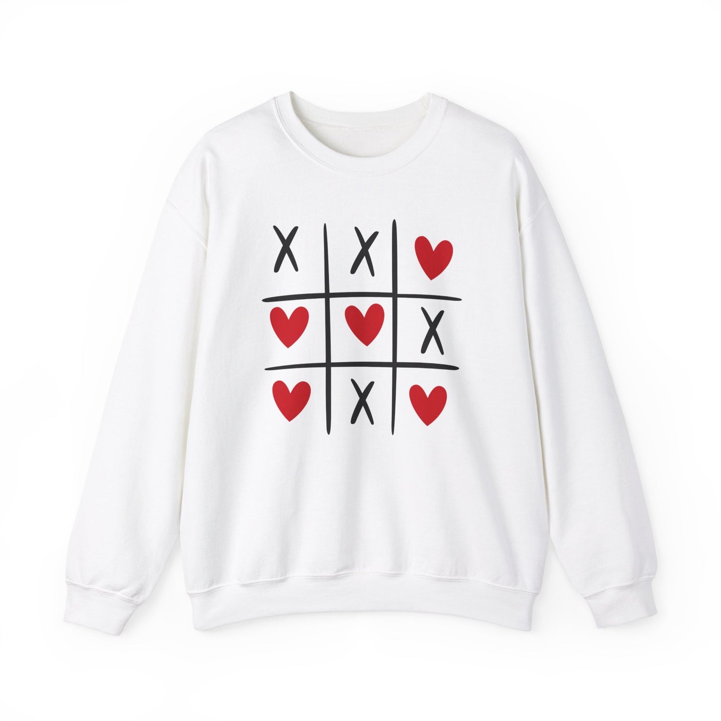 Tic tac toe Valentine Hearts Sweatshirt, Valentines Day Gift Long Sleeves Shirt, Shirt with Hearts for Valentines Day, Gift for Her