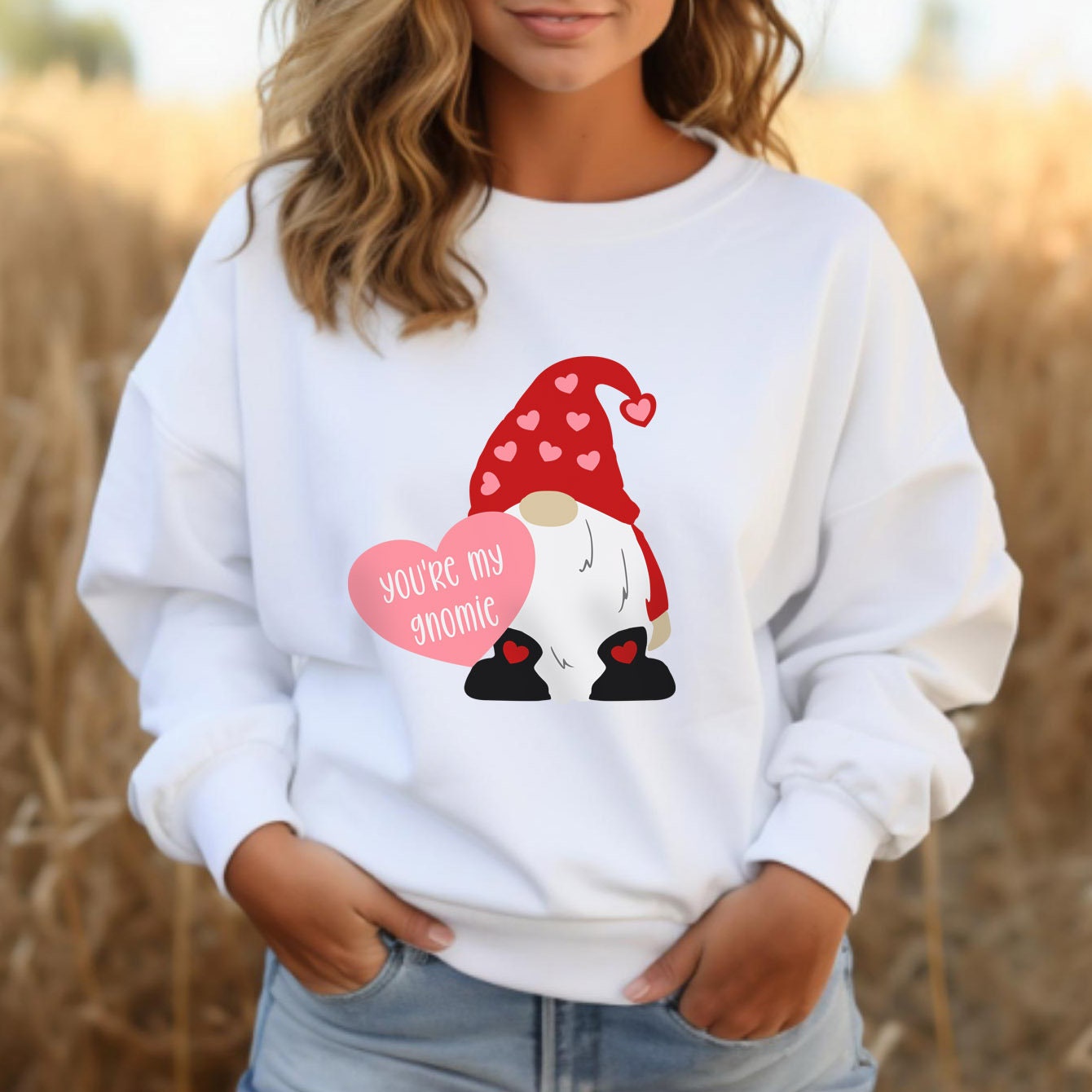 Valentinstag Wichtel mit Herz Sweatshirt, Valentinstag Geschenk Shirt, Valentinstag Shirts für Frauen, Valentinstag Langarm Shirt