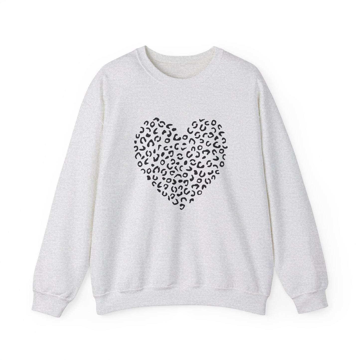 Leopard Pattern Heart Sweatshirt, Valentines Day Gift Shirt for Woman, Valentines Day Long Sleeves Shirt, Valentines Heart Leopard Pattern