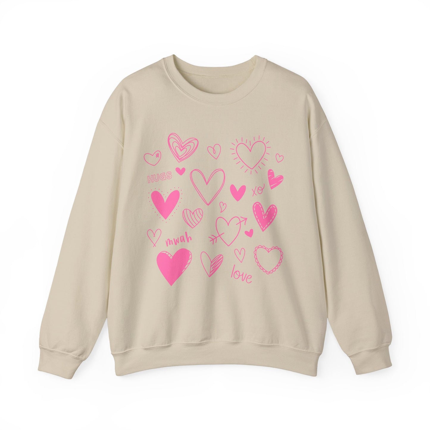 Love Hearts Collage Valentinstag Sweatshirt, Valentinstag Langarm Love Shirt mit Herzen, Love Shirt zum Valentinstag, Geschenk für Sie