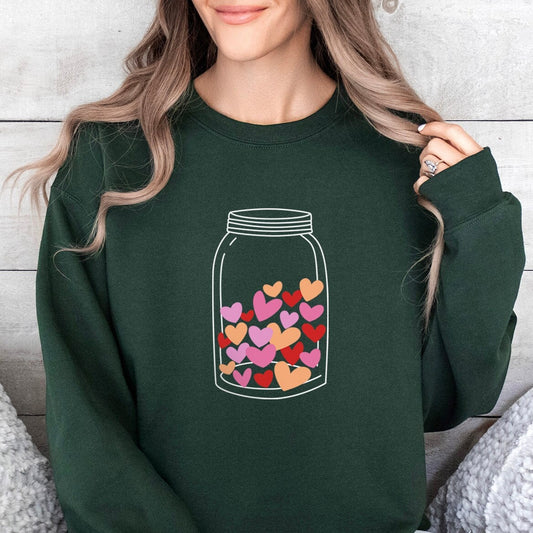 Sweat-shirt avec des cœurs de Saint-Valentin, cœurs dans un pot, t-shirt d'amour à manches longues pour la Saint-Valentin, t-shirt d'amour pour la Saint-Valentin, cadeau pour elle