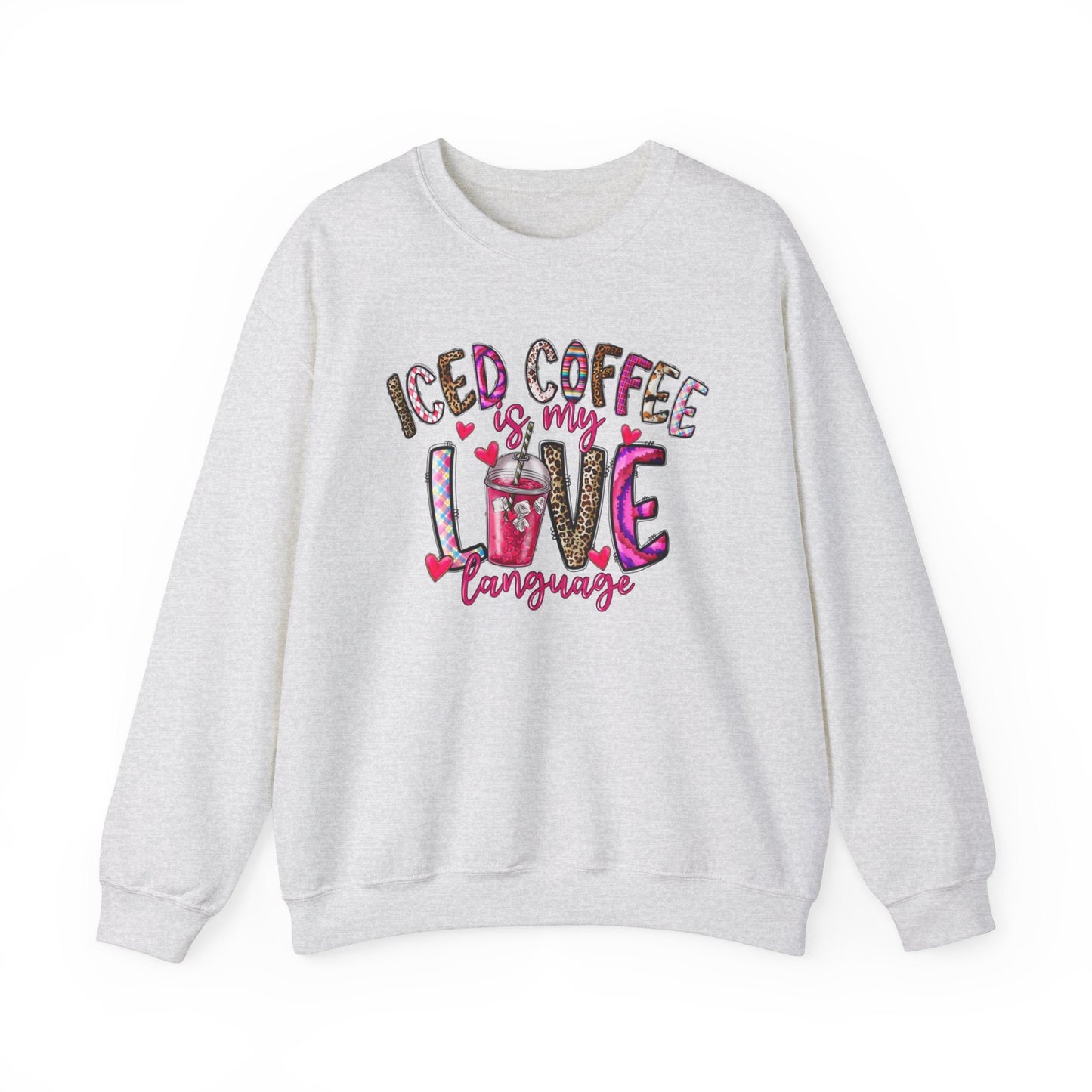 Le café glacé est mon langage d'amour, sweat-shirt à manches longues, cadeau de Saint-Valentin, chemise drôle de Saint-Valentin, chemise mignonne de Saint-Valentin