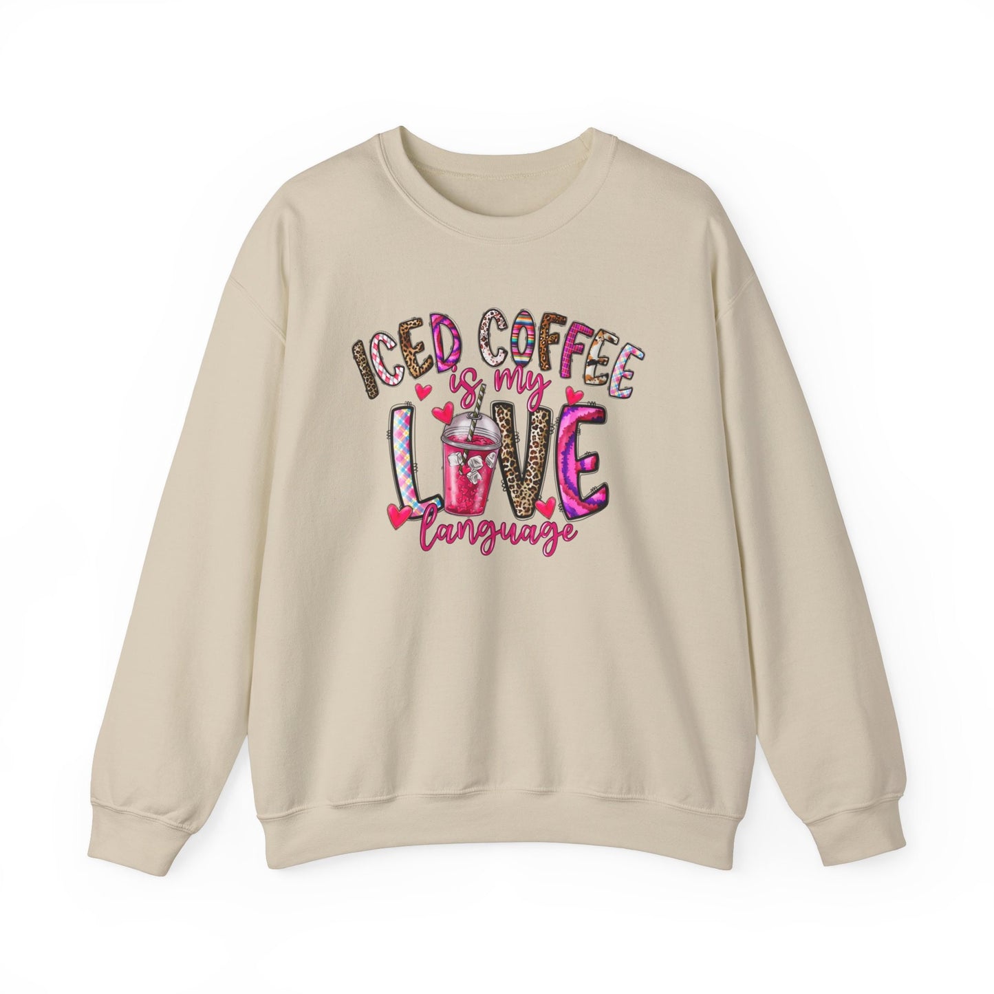 Iced Coffee is my Love Language Sweatshirt, Valentines Day Gift Long Sleeve Shirt, Funny Valentines Day Shirt, Cute Valentines Day Shirt