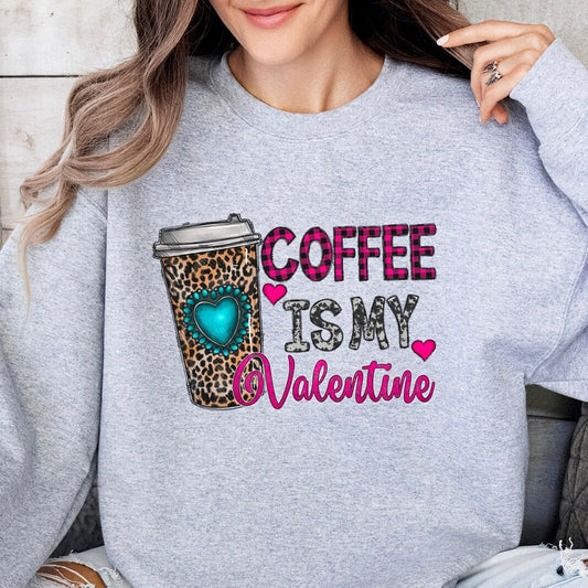 Le café est mon sweat-shirt drôle de Saint-Valentin, cadeau de Saint-Valentin, chemise à manches longues, chemise drôle de Saint-Valentin, chemise drôle de Saint-Valentin