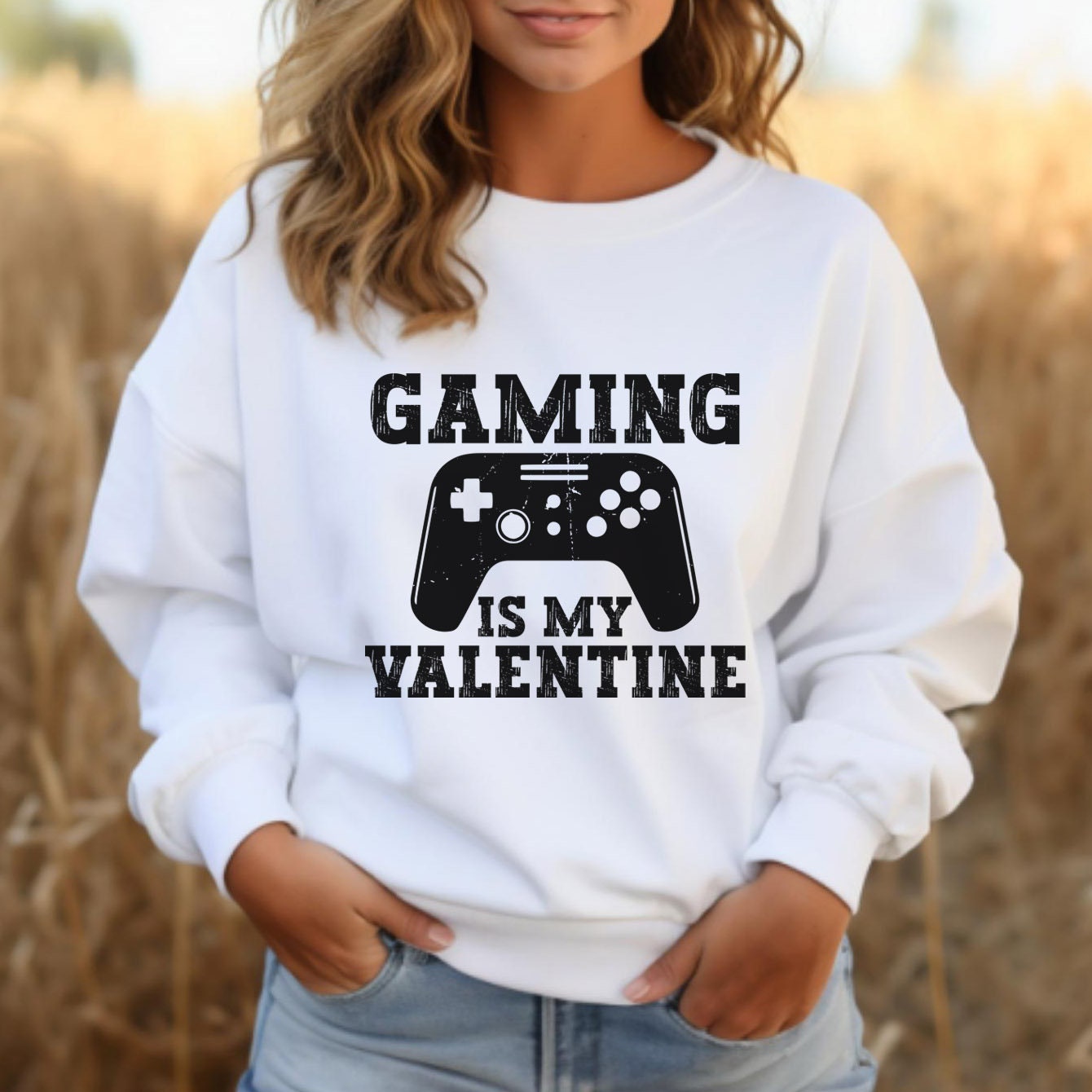 Gaming is my Valentine Sweatshirt, Funny Valentines Day Long Sleeves Shirt, Valentines Day Gift for Her, Valentines Day Gift for Boyfriend