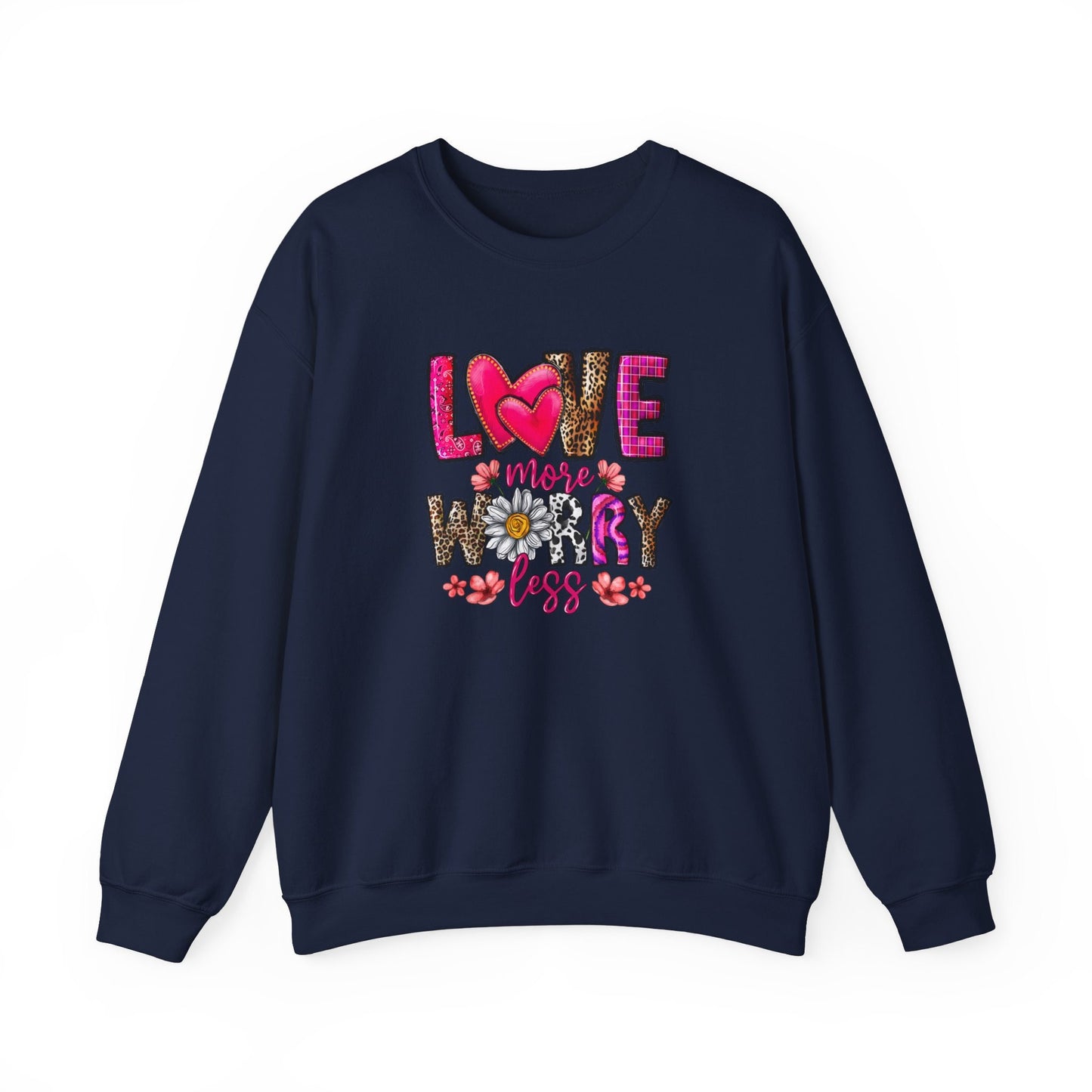 Sweat-shirt de Saint-Valentin Love More Worry Less, T-shirt d'amour à manches longues pour la Saint-Valentin, T-shirt avec cœur pour cadeau de Saint-Valentin pour elle