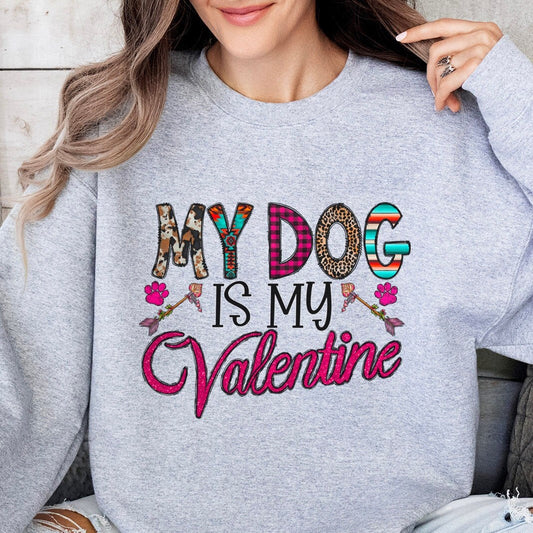 Mein Hund ist mein Valentinstag Süßes Sweatshirt, Valentinstag Langarm Shirt, Hundeliebhaber Shirt als Geschenk zum Valentinstag, Mein Hund Valentinstag Shirt