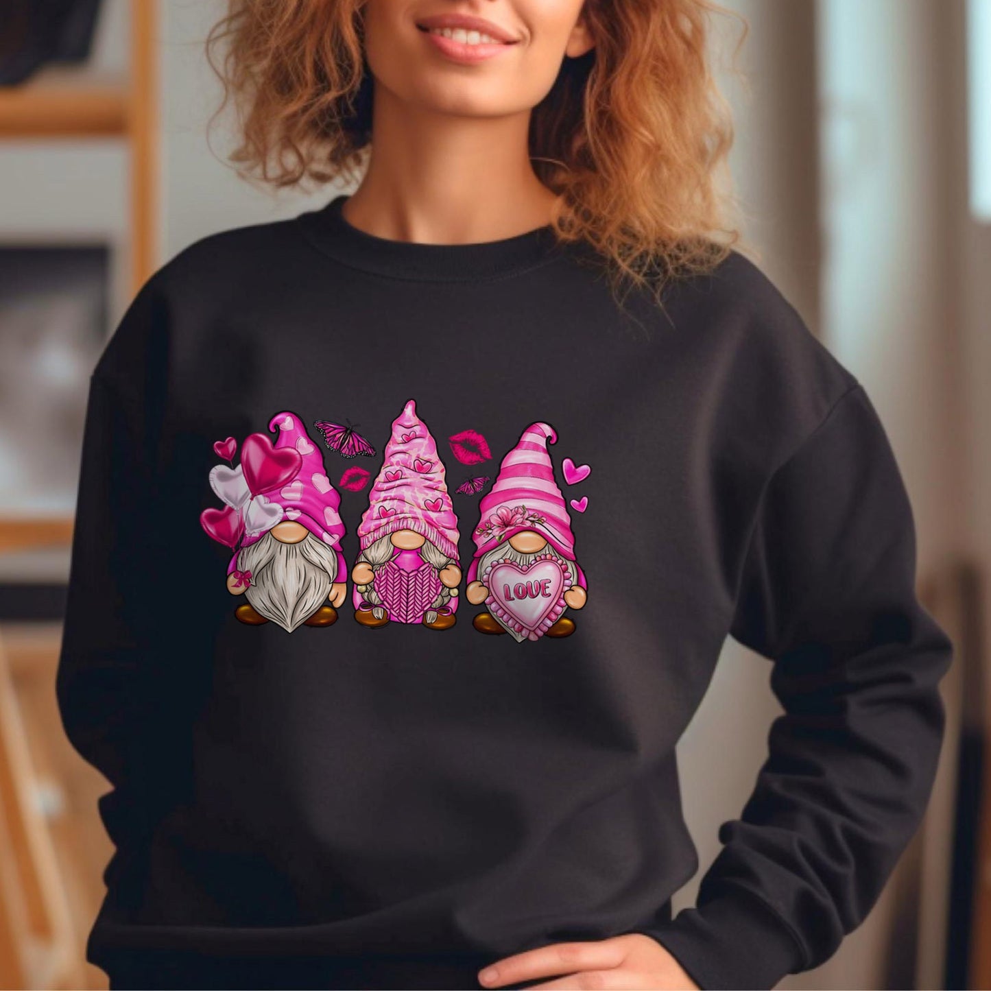 Valentines Day Gnomes Sweatshirt, Valentines Day Long Sleeves Gnomes Shirt, Valentines Gnomes with Heart Shirt, Cute Gnomes Gift Shirt