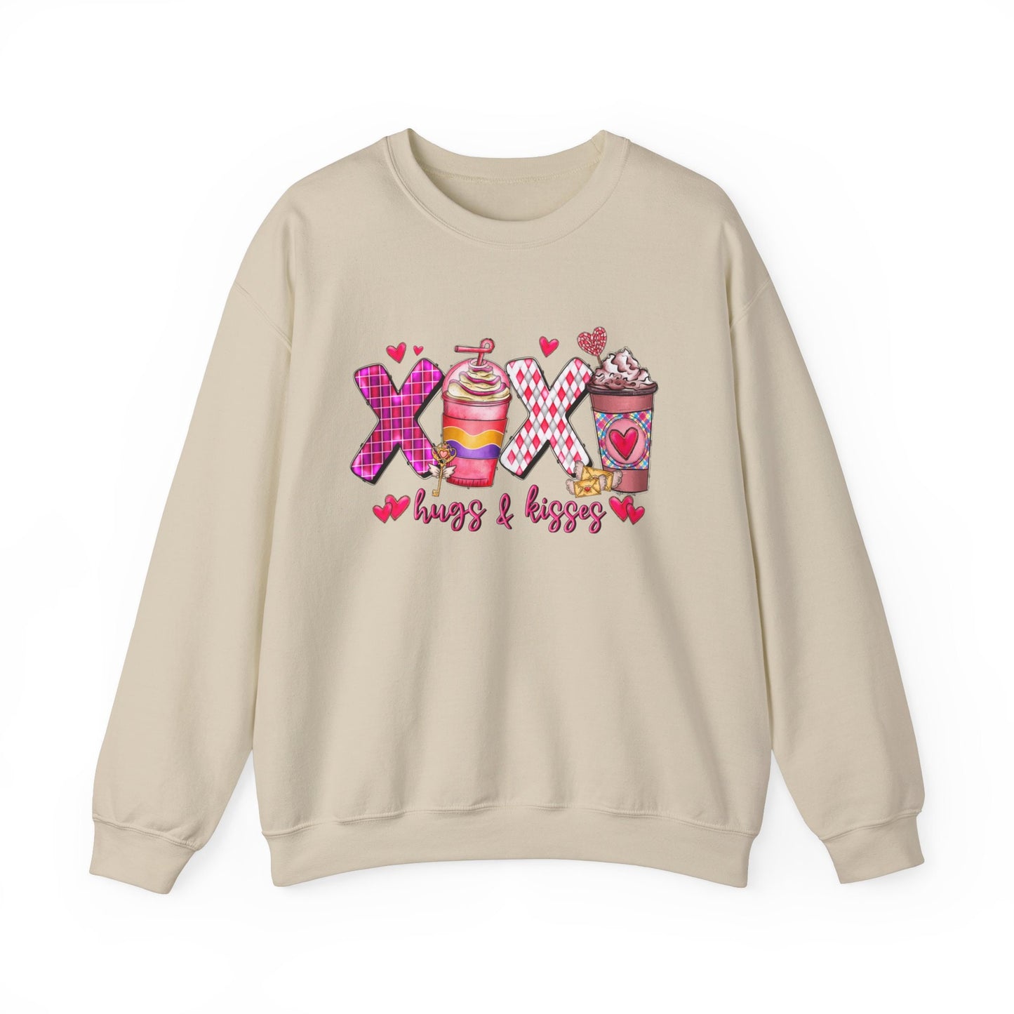 XoXo Coffee Hug Kisses Sweatshirt, Valentinstag Langarm Xo Xo Shirt, Liebesshirt als Valentinstagsgeschenk, Valentinstagsgeschenk Shirt