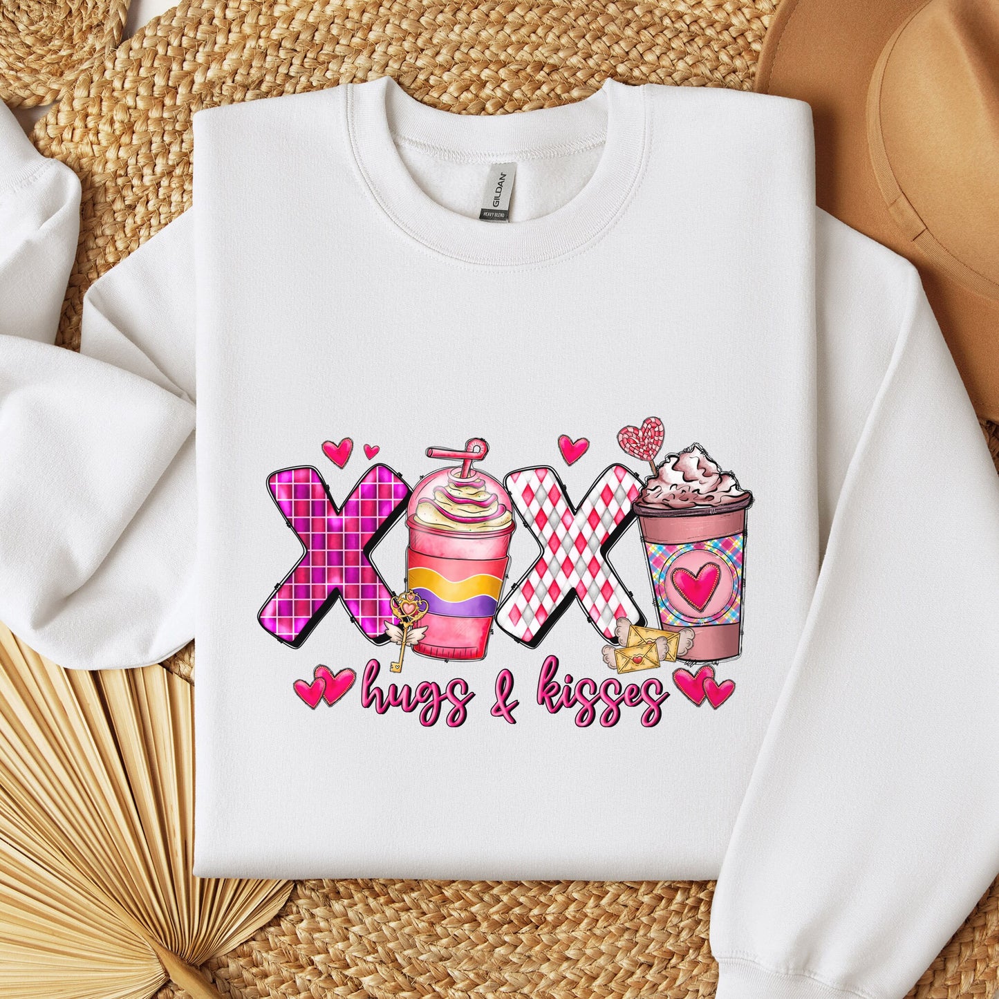 XoXo Coffee Hug Kisses Sweatshirt, Valentinstag Langarm Xo Xo Shirt, Liebesshirt als Valentinstagsgeschenk, Valentinstagsgeschenk Shirt