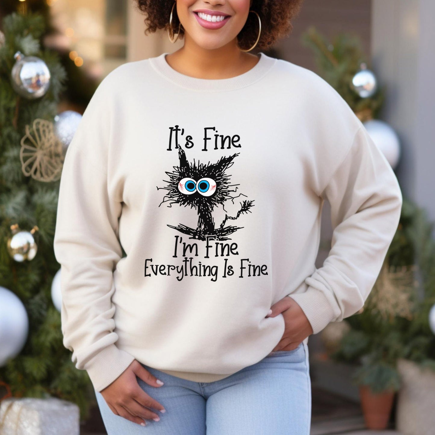 It es Fine Everything is Fine Sweatshirt, It es Fine I am Fine Cat Sweatshirt, Sarkastisches Lustiges Katzenshirt, I am Fine Cat Geschenk Sweatshirt