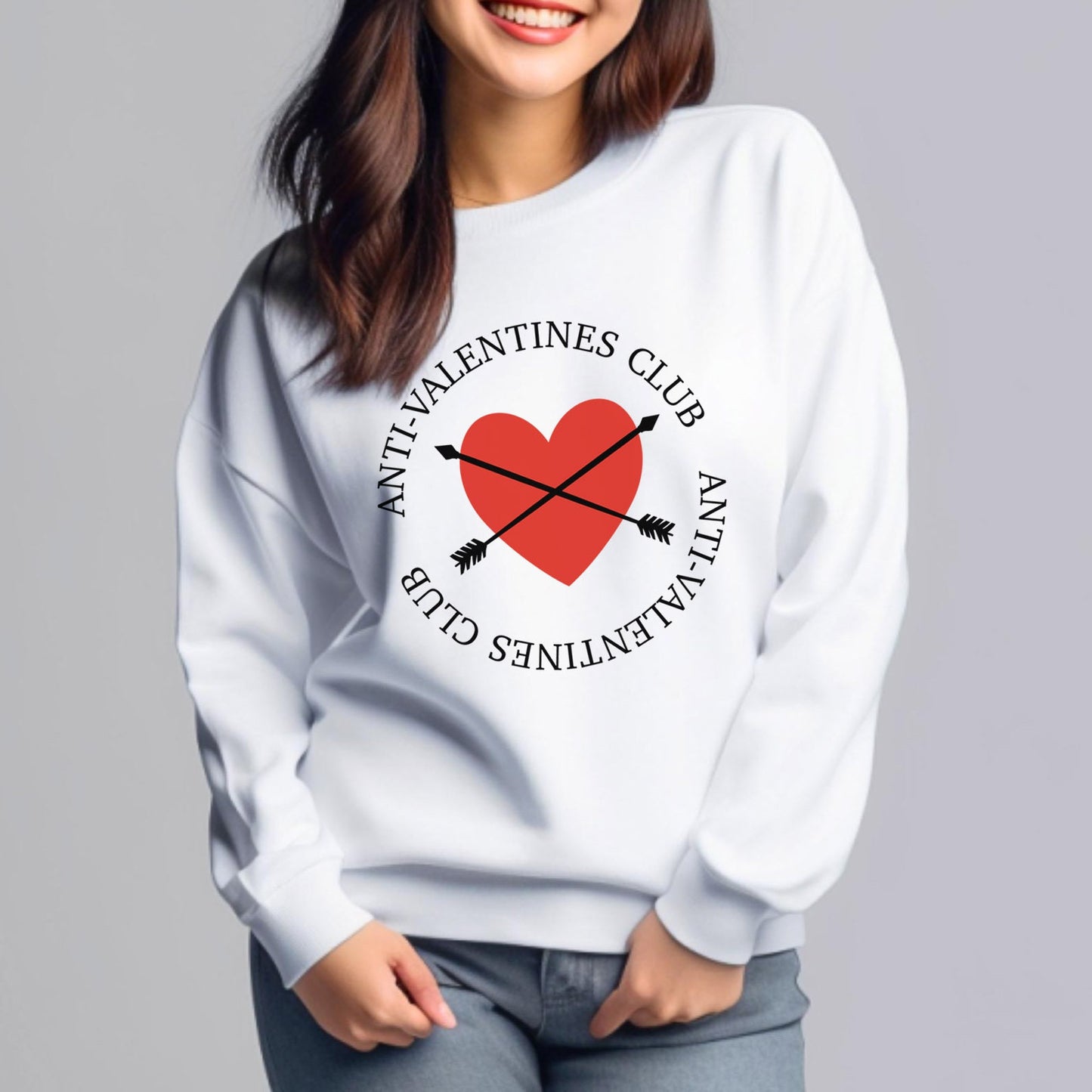 Anti Valentinstag Sweatshirt, Lustiges Valentinstag Langarm Shirt, Herz Shirt, Herz Geschenk Sweatshirt, Winter Unisex Sweatshirt