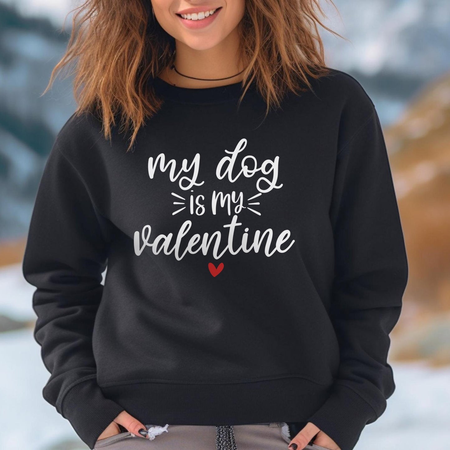 Mein Hund ist mein Valentinstag Sweatshirt, Lustiges Valentinstag Langarm Shirt, Anti Valentinstag Shirt, Herz Geschenk Sweatshirt, Geschenk für Sie