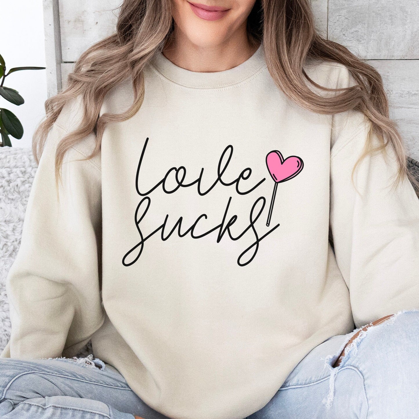 Love Sucks Lustiges Valentinstag Sweatshirt, Valentinstag Shirt, Langarm Shirt, Lollipop Sugar Shirt, Anti Valentinstag Shirt