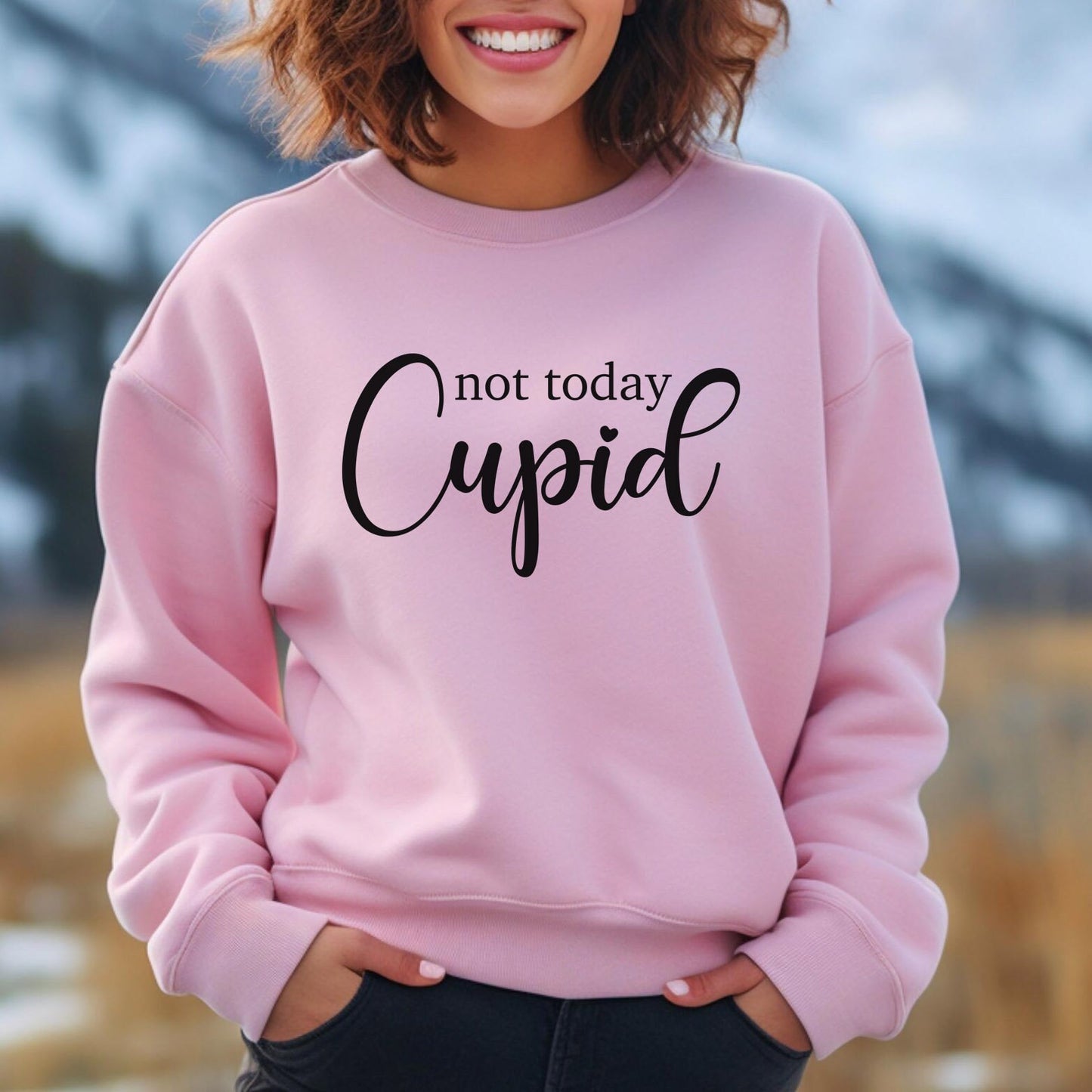 Not Today Cupid Lustiges Valentinstag Sweatshirt, Valentinstag Langarm Shirt, Anti Valentinstag Shirt, Geschenk für Sie, Geschenk für Ihn