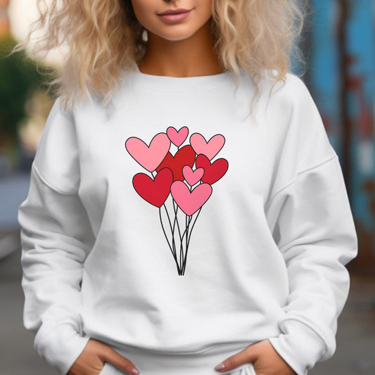 Heart Balloons Sweatshirt, Valentines Day Gift Shirt with Hearts, Valentines Day Shirts For Woman, Heart Valentines Day Shirt, Gift for Her