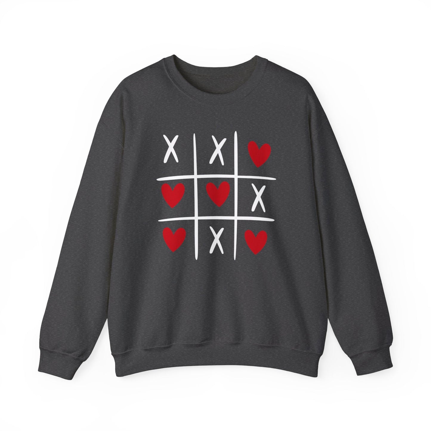 Tic tac toe Valentine Hearts Sweatshirt, Valentines Day Gift Long Sleeves Shirt, Shirt with Hearts for Valentines Day, Gift for Her