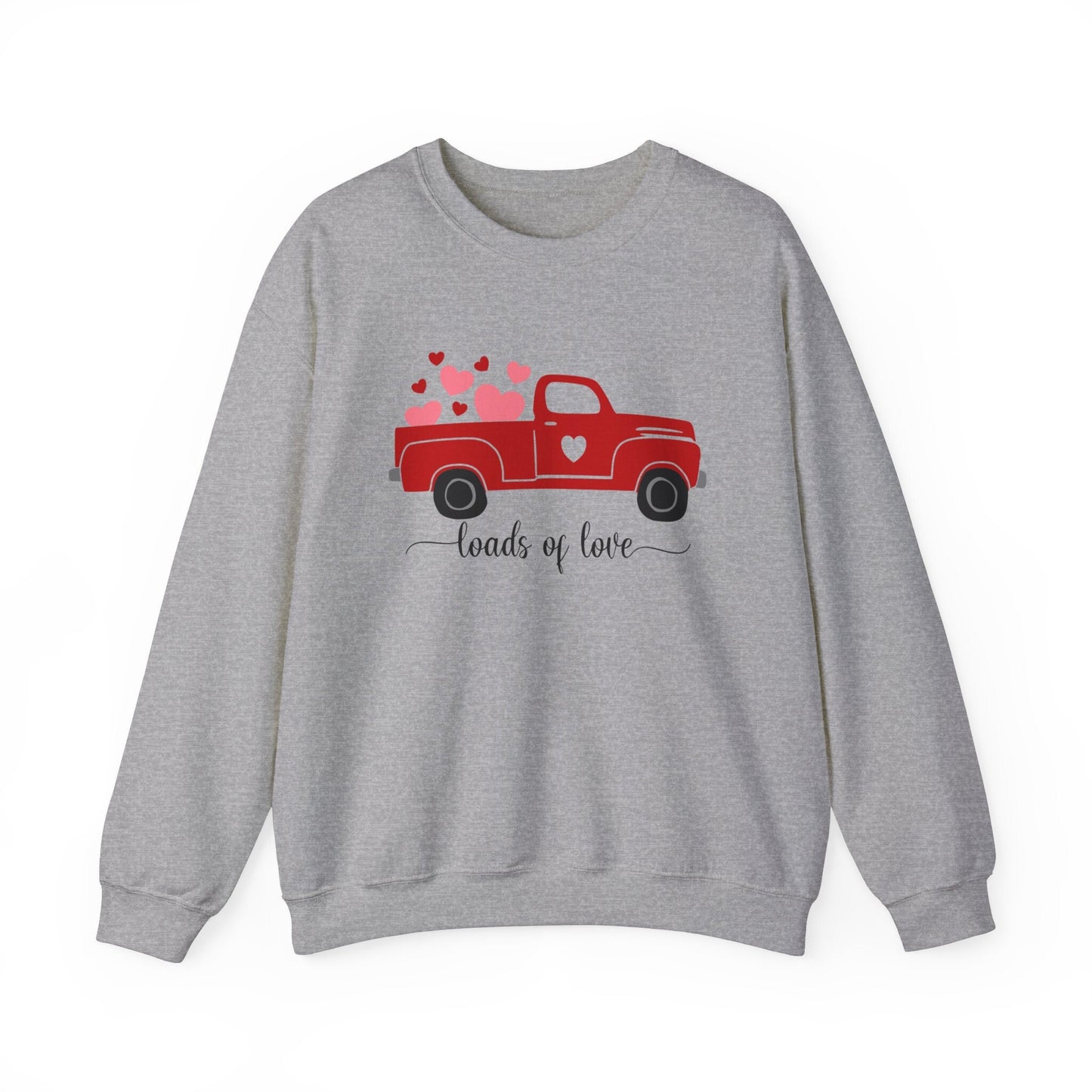 Love Truck Valentine Hearts Sweatshirt, Valentinstag Geschenk Langarmshirt, Valentinstag Shirts für Frauen, Lustiges Valentinstag Shirt