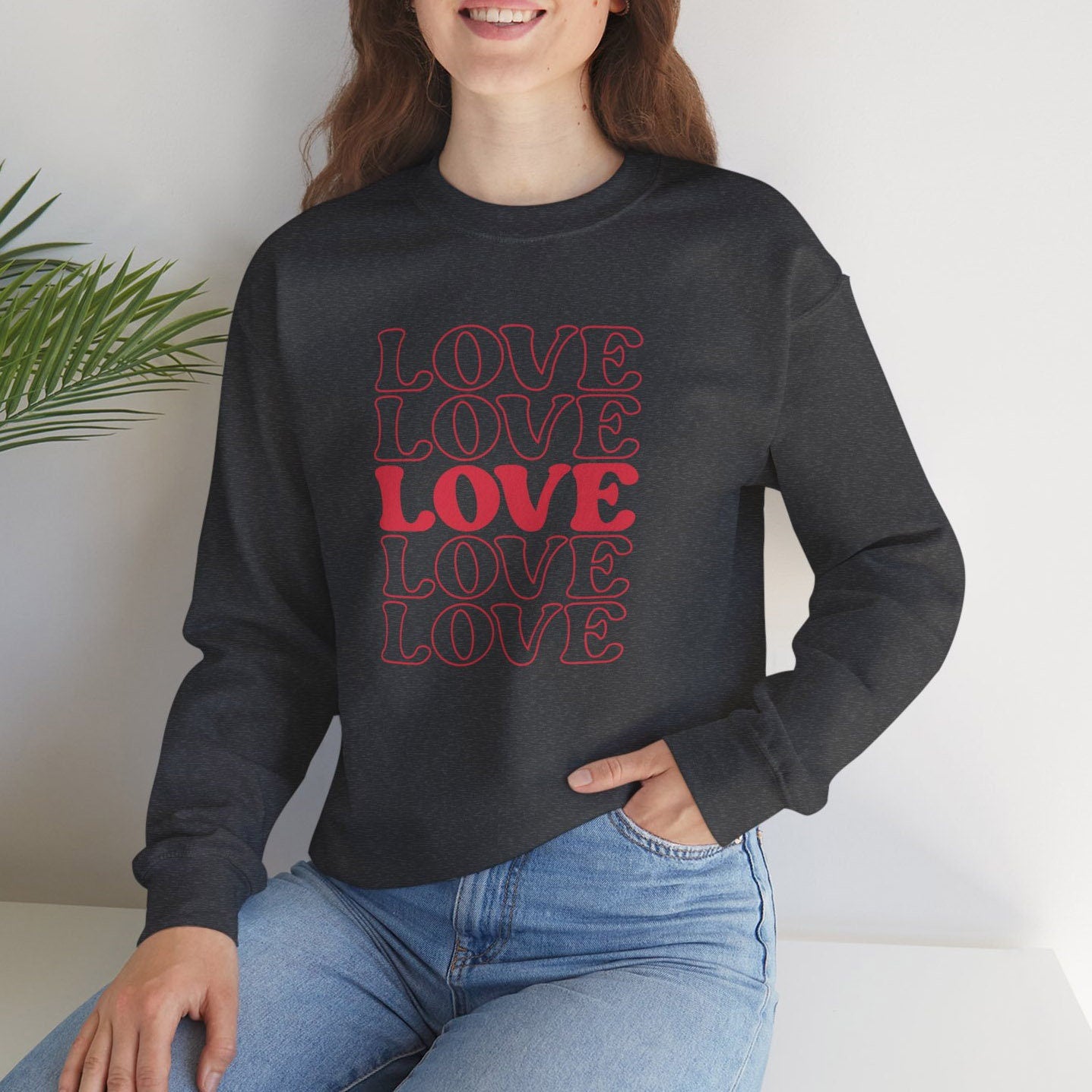 Love Five Valentine Sweatshirt, Valentines Day Long Sleeves Love Shirt, Love Shirt for Valentines Day, Gift for Her, Gift for Him