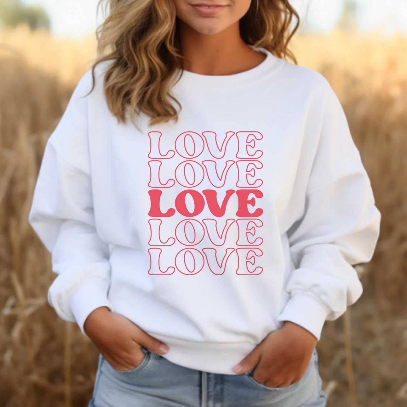 Love Five Valentine Sweatshirt, Valentines Day Long Sleeves Love Shirt, Love Shirt for Valentines Day, Gift for Her, Gift for Him