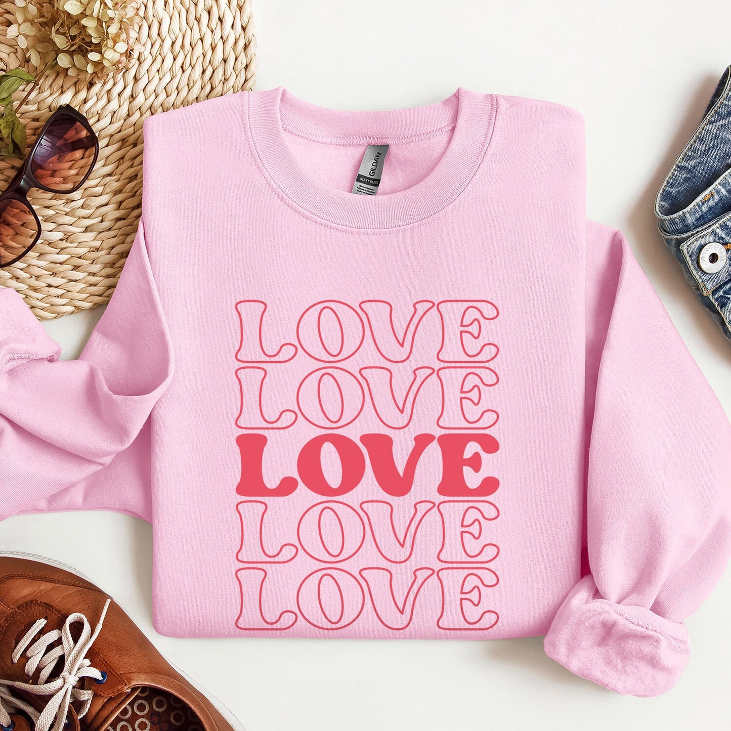 Love Five Valentine Sweatshirt, Valentines Day Long Sleeves Love Shirt, Love Shirt for Valentines Day, Gift for Her, Gift for Him