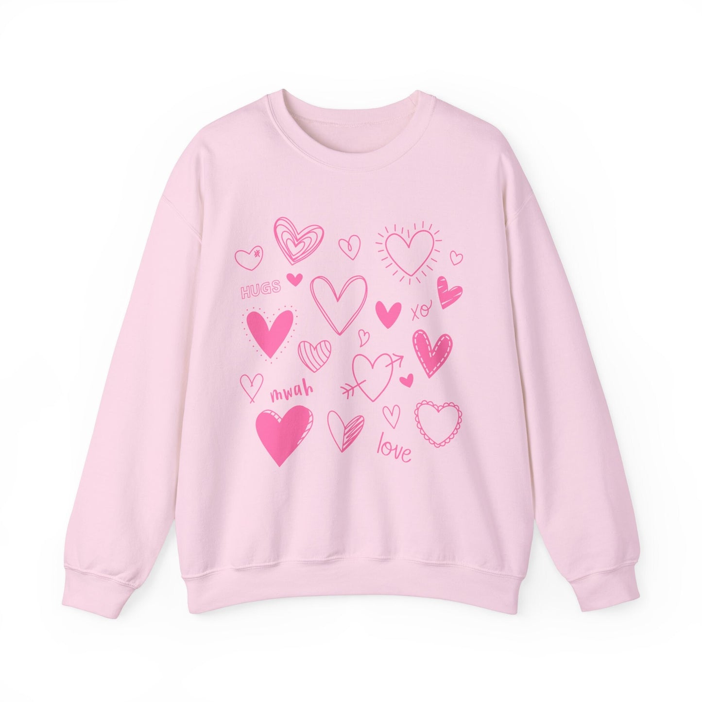 Love Hearts Collage Valentinstag Sweatshirt, Valentinstag Langarm Love Shirt mit Herzen, Love Shirt zum Valentinstag, Geschenk für Sie