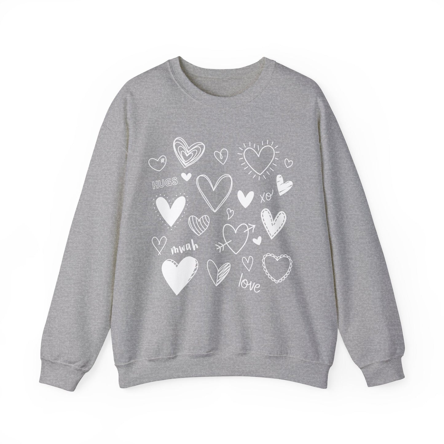 Love Hearts Collage Valentinstag Sweatshirt, Valentinstag Langarm Love Shirt mit Herzen, Love Shirt zum Valentinstag, Geschenk für Sie