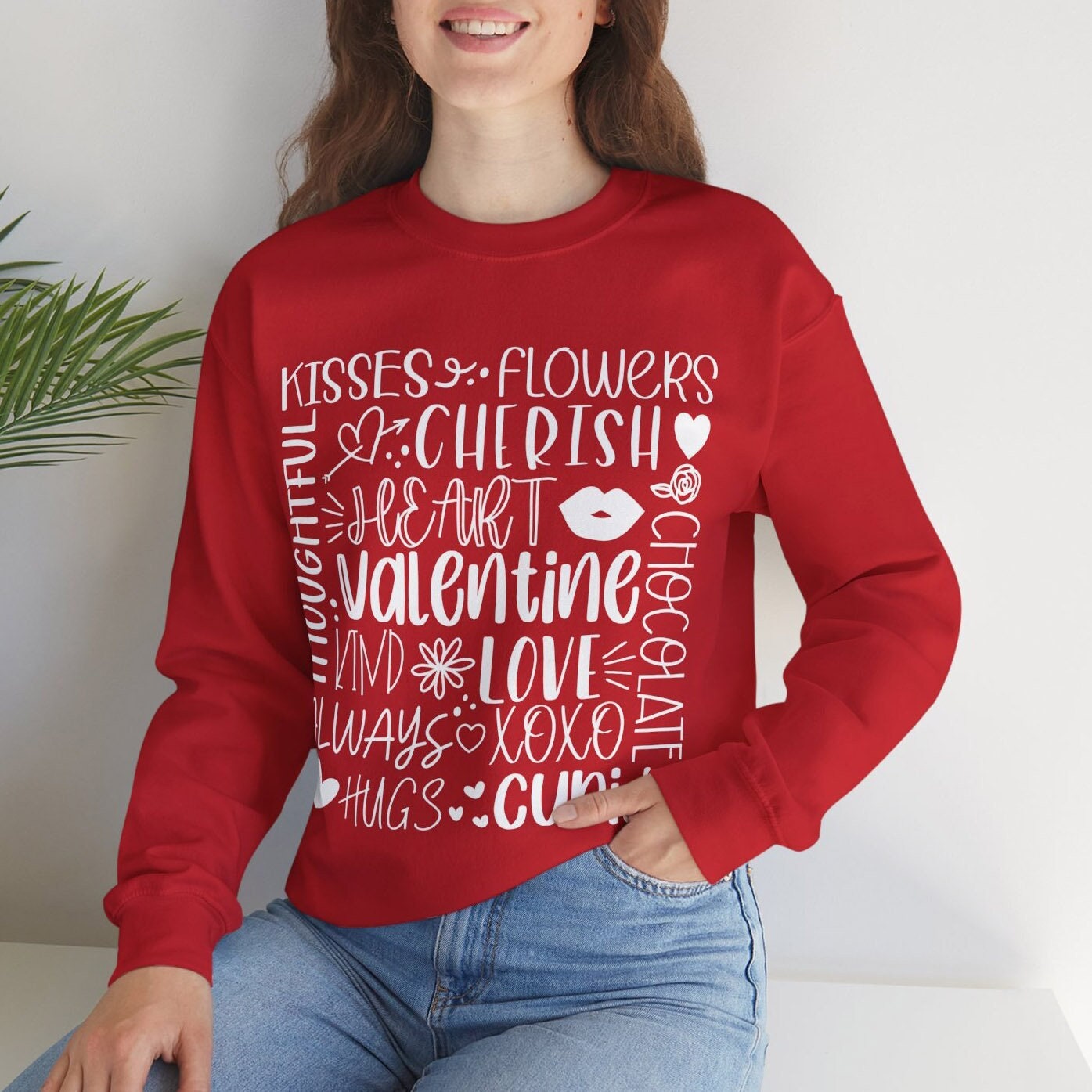 Valentinstag Love Sweatshirt, Valentinstag Langarm Love Shirt, Love Shirt mit Herz zum Valentinstag, Lustiges Valentinstag Shirt