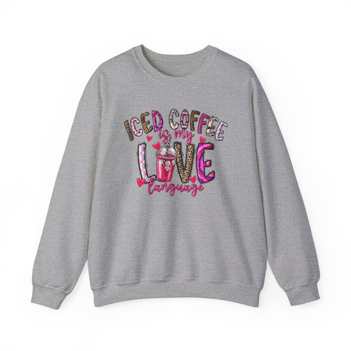 Le café glacé est mon langage d'amour, sweat-shirt à manches longues, cadeau de Saint-Valentin, chemise drôle de Saint-Valentin, chemise mignonne de Saint-Valentin