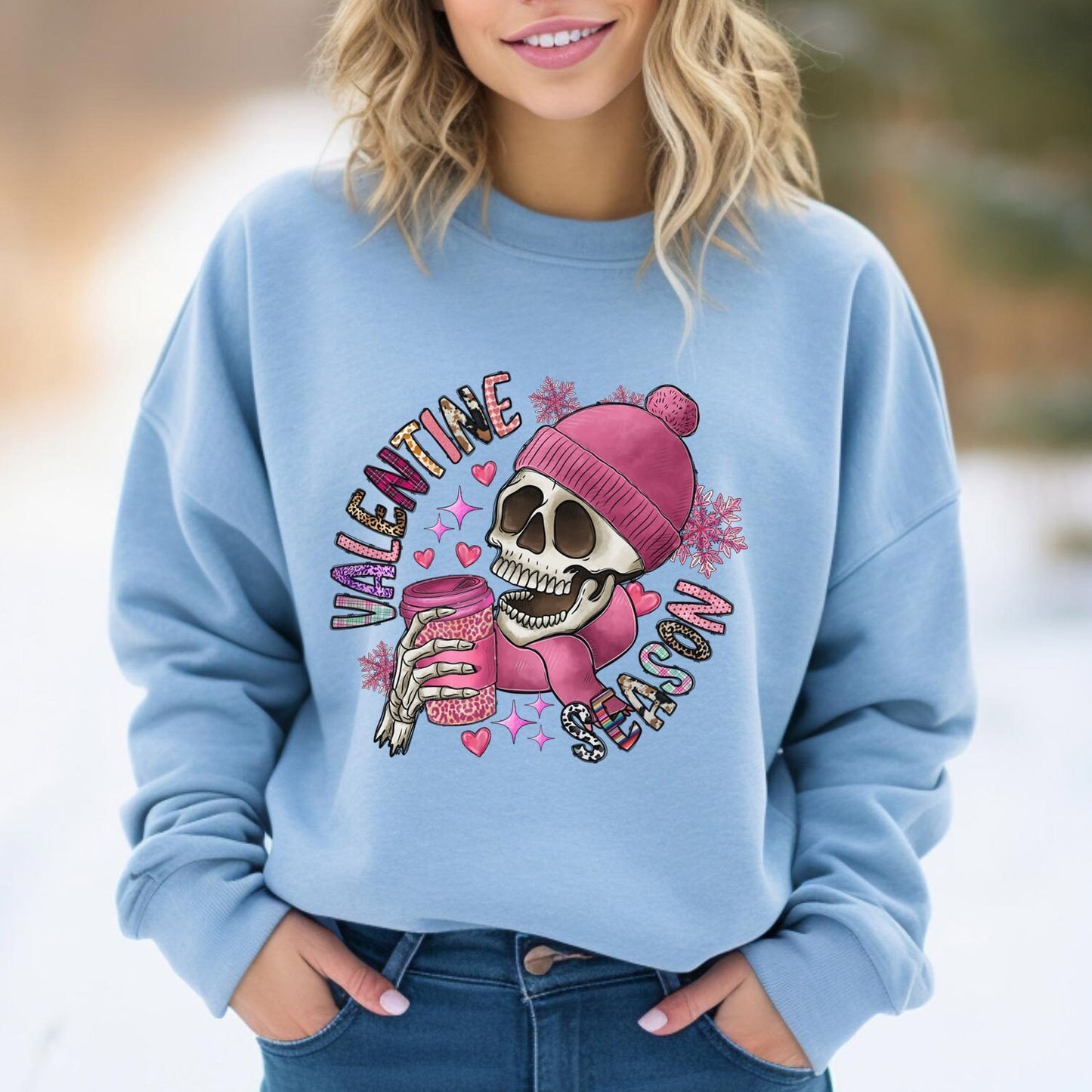 Totenkopf Sweatshirt zum Valentinstag, Langarm Totenkopf Shirt, Shirt mit Totenkopf, Lustiges Skelett Geschenk Shirt zum Valentinstag