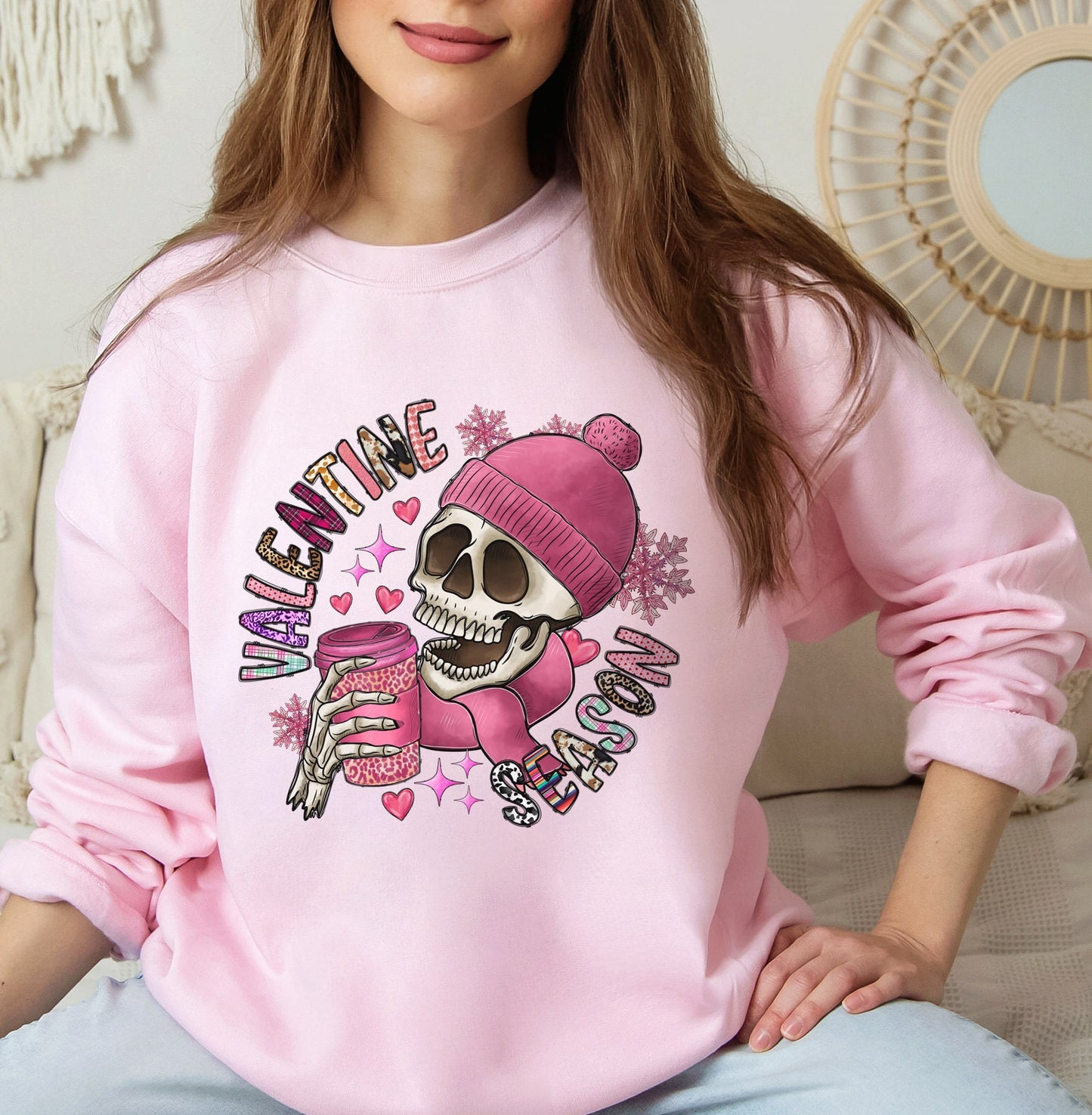 Totenkopf Sweatshirt zum Valentinstag, Langarm Totenkopf Shirt, Shirt mit Totenkopf, Lustiges Skelett Geschenk Shirt zum Valentinstag